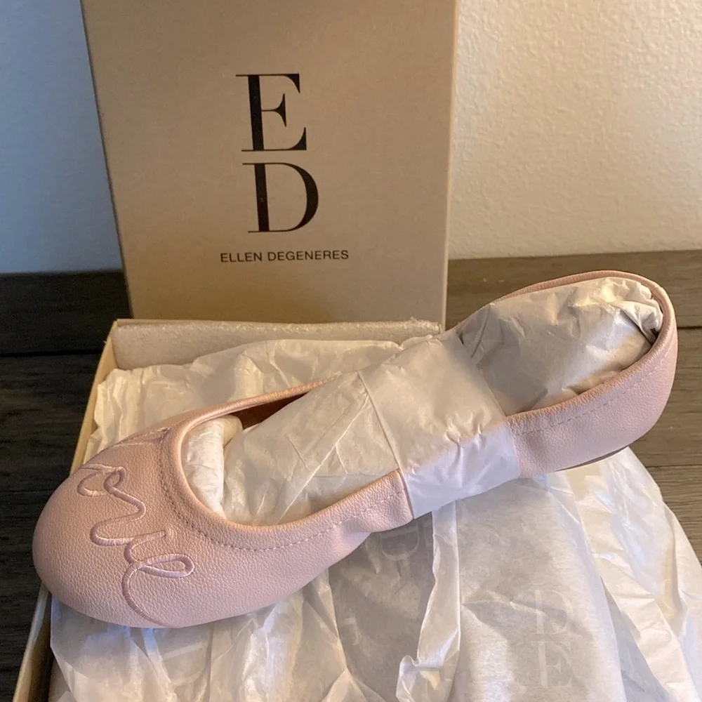 NIB [Ellen Degeneres] EG: 'Love' Langlee Ballet Flats Peony Pink Multiple Sizes! - Picture 3 of 9